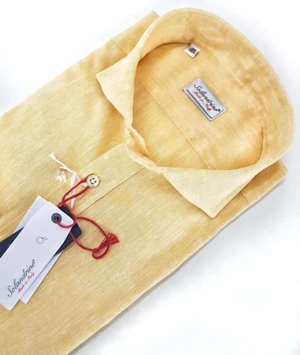 Camicia gialla puro Lino made in Italy - yellow Linen Shirt