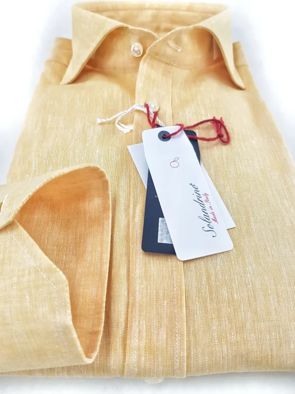 Camicia gialla puro Lino made in Italy - yellow Linen Shirt