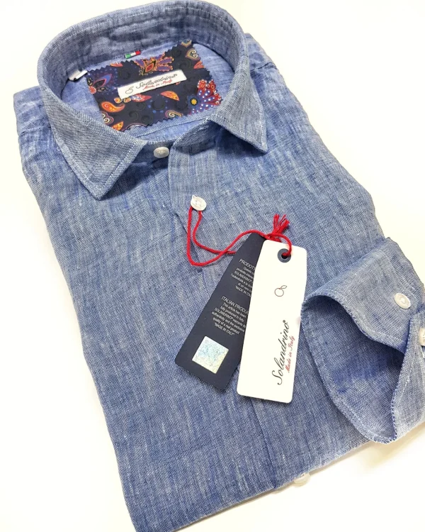 Camicia lino Azzurro made in Italy - Blue Linen Shirt