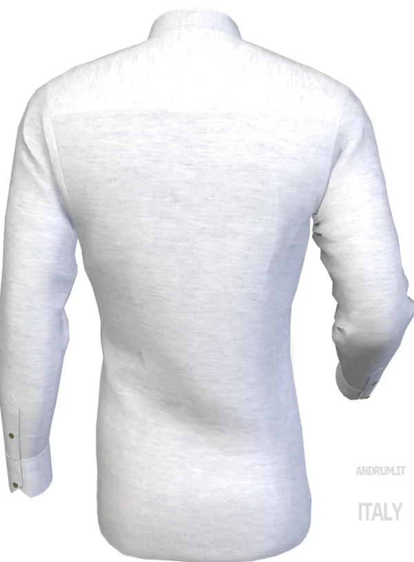 Camicia lino bianco guru coreano serafino chiusa a polo made in italy