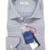 Camicia micro fantasia blu puro cotone Pied de puole made in italy