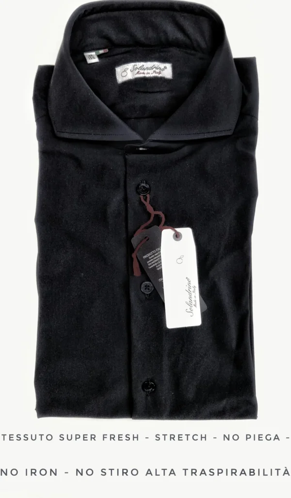 Camicia Nera Stretch No Stiro No Piega No Iron Anti Alone Made in Italy Massima Traspirabilità