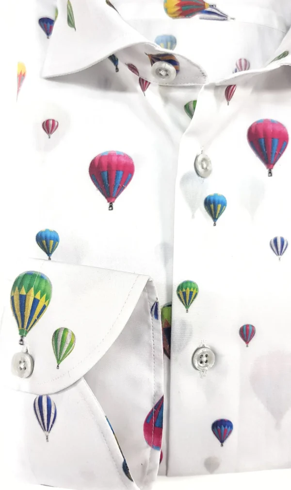 Camicia puro cotone fantasia mongolfiera travel cotone made in italy hot air ballon design