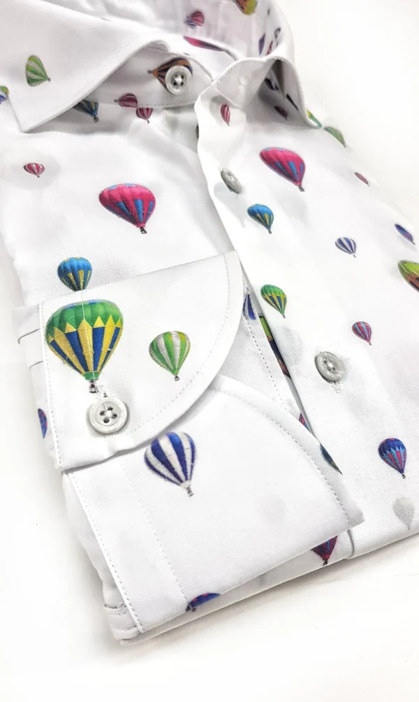 Camicia puro cotone fantasia mongolfiera travel cotone made in italy hot air ballon design