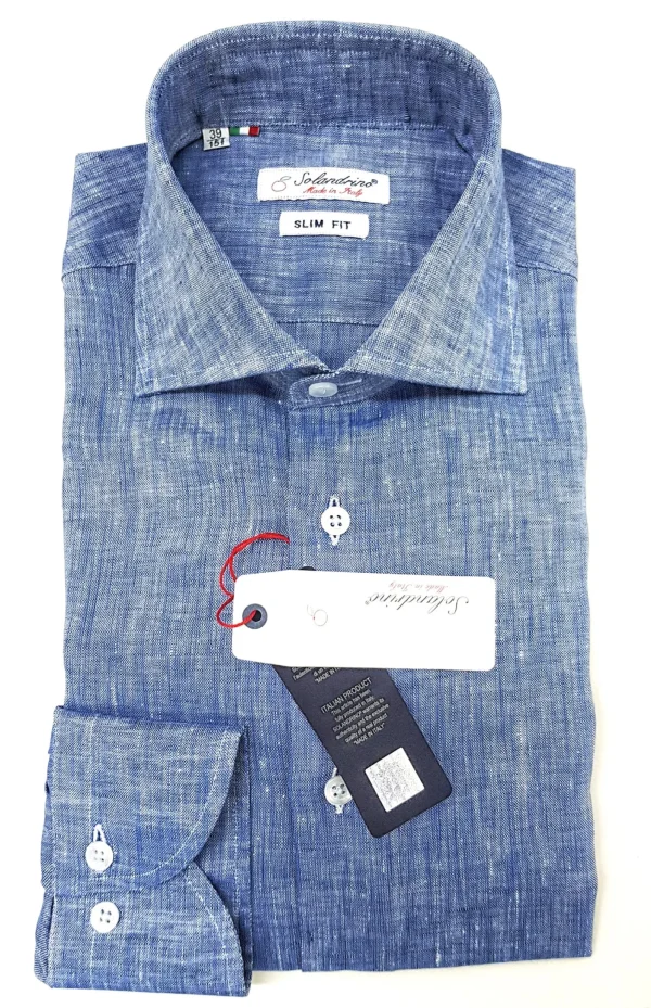 Camicia puro lino azzurro made in italy
