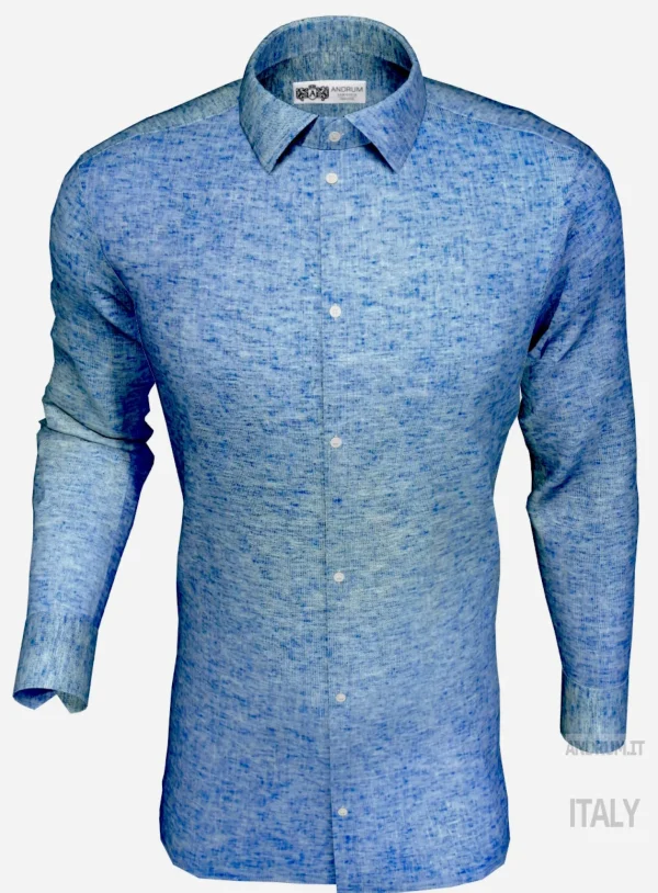 Camicia puro lino azzurro made in italy