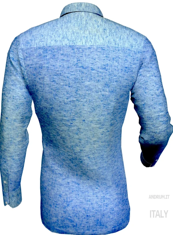 Camicia puro lino azzurro made in italy