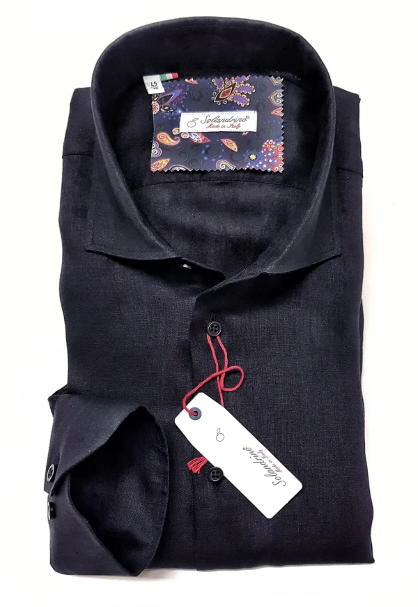Camicia puro Lino Nero made in italy - Camicia nera Lino