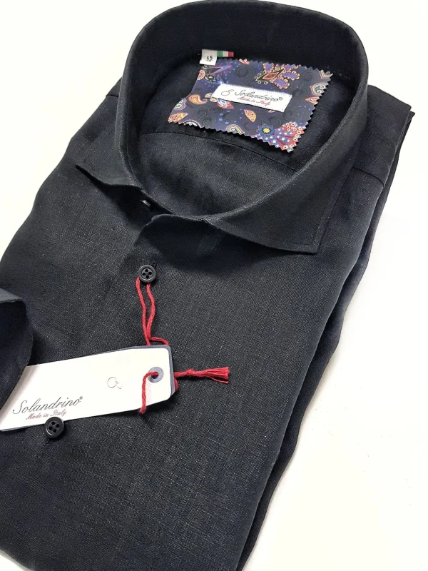 Camicia puro Lino Nero made in italy - Camicia nera Lino