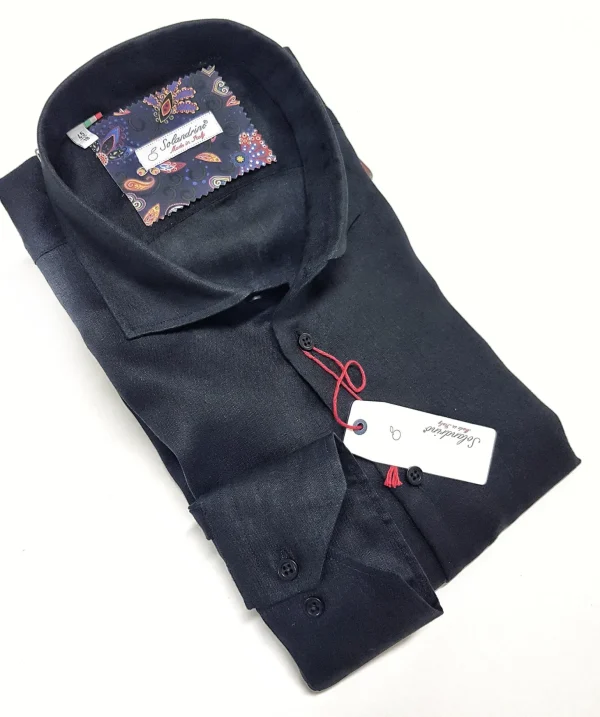 Camicia puro Lino Nero made in italy - Camicia nera Lino