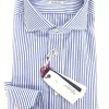 Camicia rigata Uomo puro cotone alta qualità made in italy men shirt blue stripe high quality