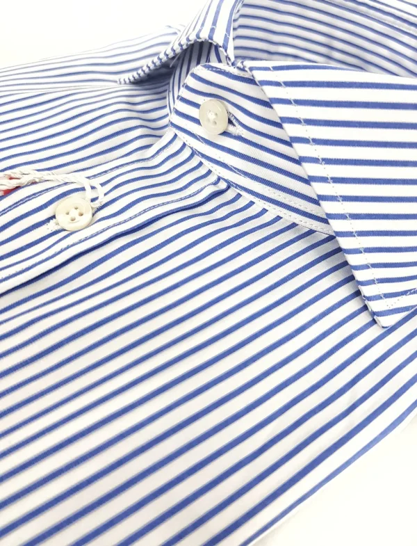 Camicia rigata Uomo puro cotone alta qualità made in italy men shirt blue stripe high quality
