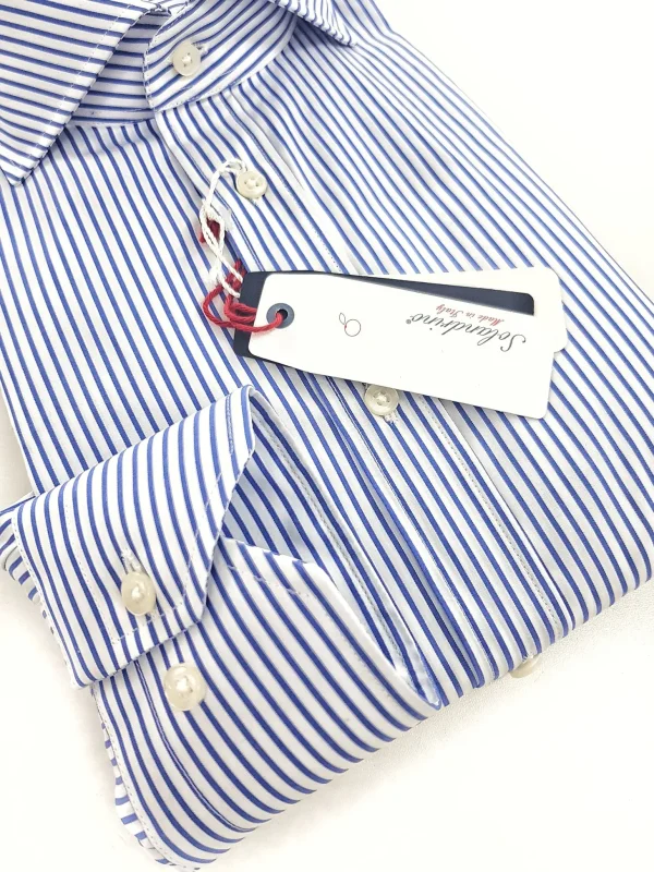 Camicia rigata Uomo puro cotone alta qualità made in italy men shirt blue stripe high quality