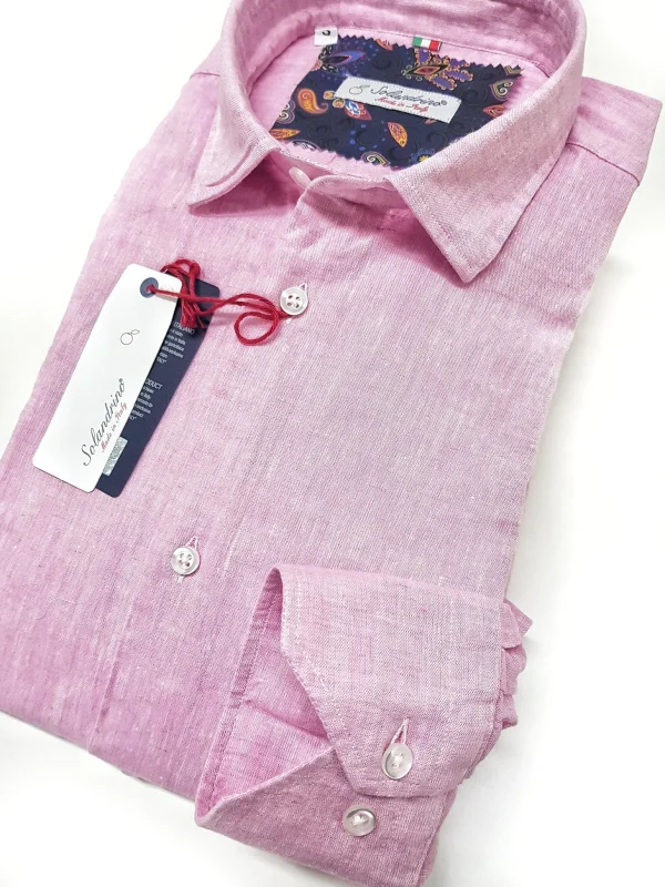Camicia Rosa puro Lino made in Italy - Pink Linen Shirt
