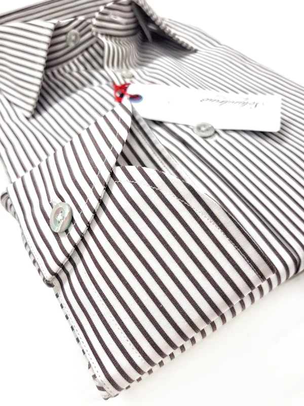 Camicia uomo cotone a righe marroni made in Italy