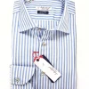 Camicia Uomo cotone rigato azzurro made in Italy