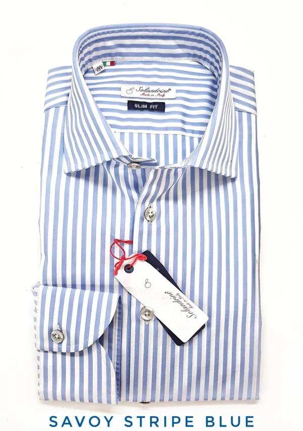 Camicia Uomo cotone rigato azzurro made in Italy