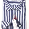 Camicia Uomo fasciato blu puro cotone made in Italy man shirt stripe navy