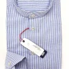 Camicia Uomo guru coreano goffrato puro cotone a righe azzurre seersucker stropicciato