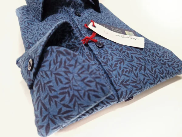 Camicia uomo jeans blu  FANTASIA FASHION  puro cotone made in Italy Blue Navy shirt