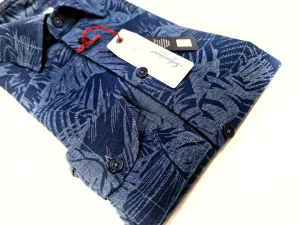 Camicia uomo jeans blu stone wash FANTASIA FASHION  puro cotone made in Italy Blue Navy shirt