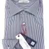 Camicia Uomo puro cotone a righe blu alta qualità made in italy men shirt blue stripe  high quality