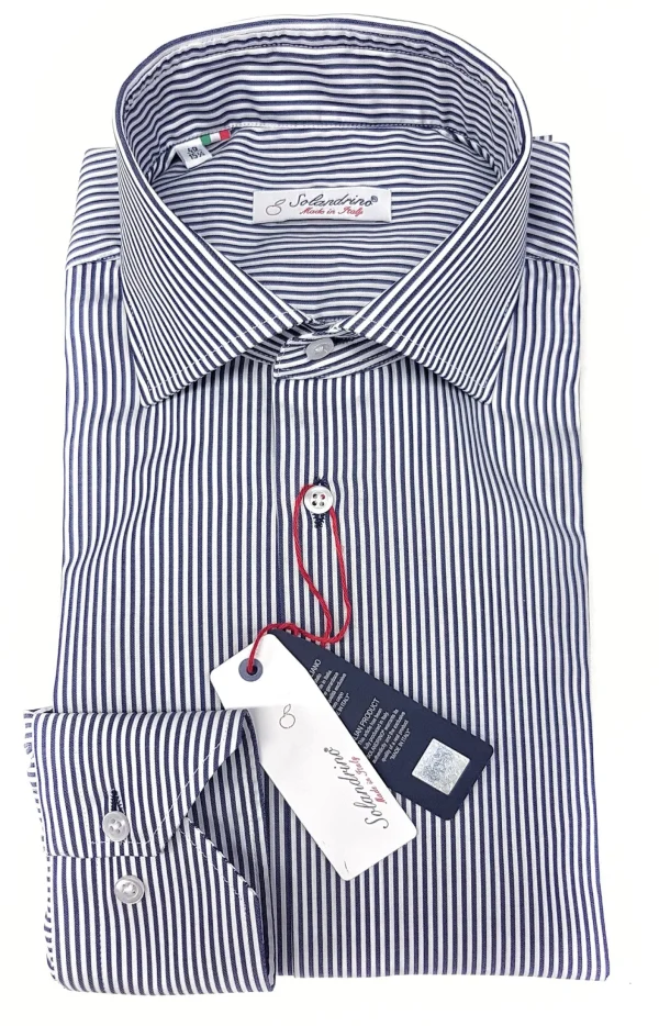 Camicia Uomo puro cotone a righe blu alta qualità made in italy men shirt blue stripe  high quality