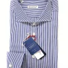 Camicia Uomo puro cotone a righe blu alta qualità titolo 120