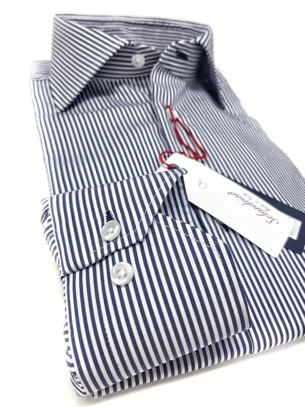 Camicia Uomo puro cotone a righe blu alta qualità made in italy men shirt blue stripe  high quality