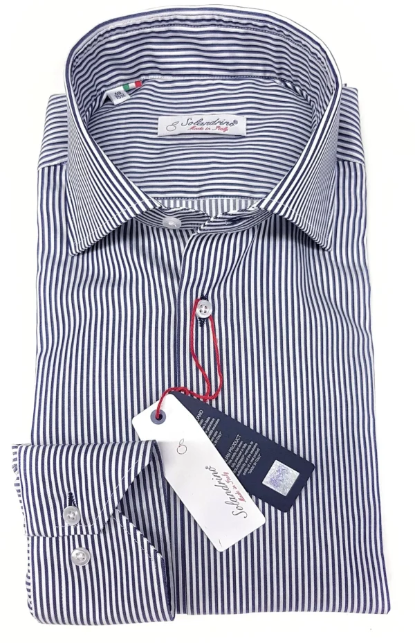 Camicia Uomo puro cotone a righe blu alta qualità made in italy men shirt blue stripe  high quality