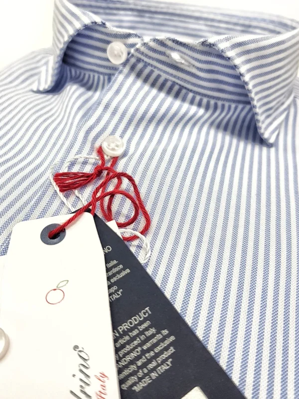 Camicia uomo rigata azzurra puro cotone panama made in italy stripe blue Panama