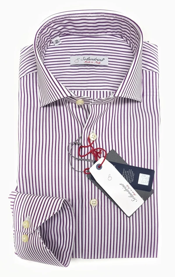 Camicia Uomo rigata viola Lilla puro cotone  alta qualità- Stripe light purple shirt