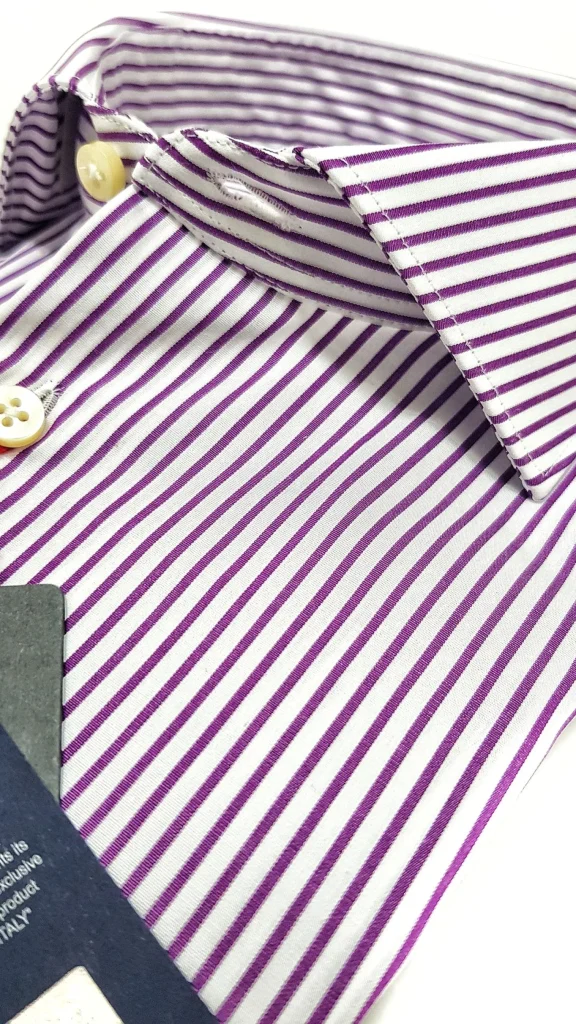 Camicia Uomo rigata viola Lilla puro cotone  alta qualità- Stripe light purple shirt