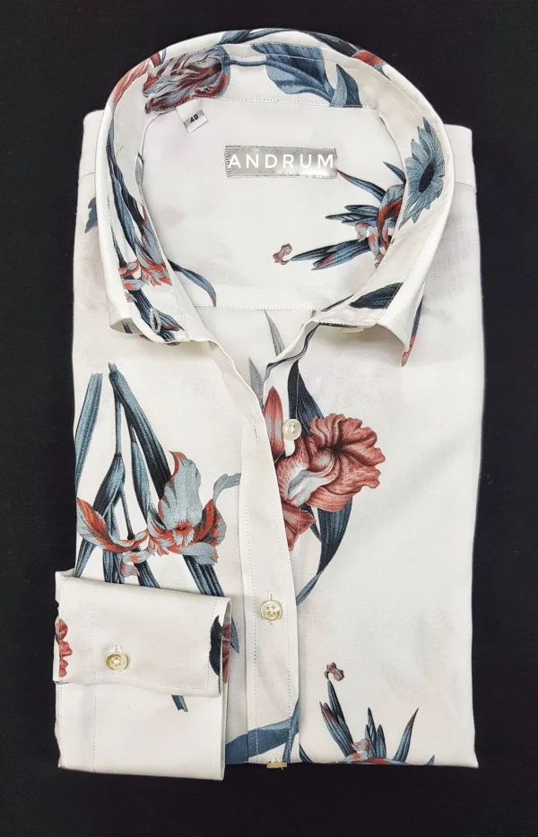 Camicione Donna Vestito cotone bianco  camicione fantasia floreale  made in italy dress shirt