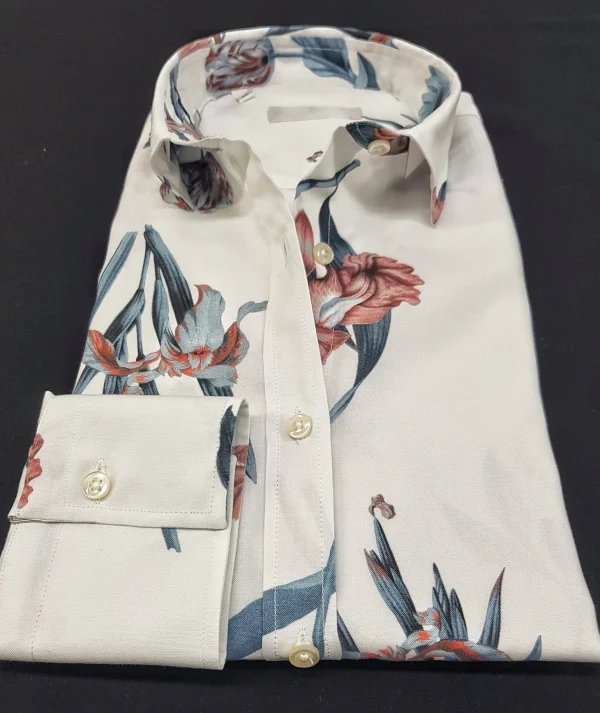 Camicione Donna Vestito cotone bianco  camicione fantasia floreale  made in italy dress shirt