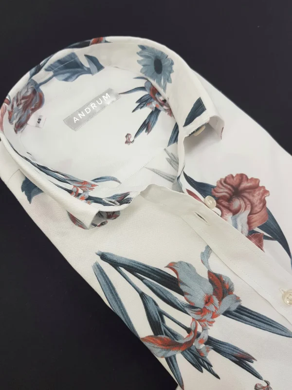 Camicione Donna Vestito cotone bianco  camicione fantasia floreale  made in italy dress shirt
