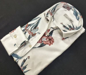 Camicione Donna Vestito cotone bianco  camicione fantasia floreale  made in italy dress shirt