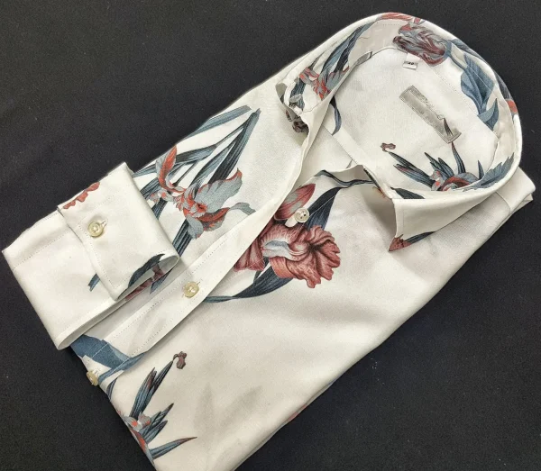 Camicione Donna Vestito cotone bianco  camicione fantasia floreale  made in italy dress shirt