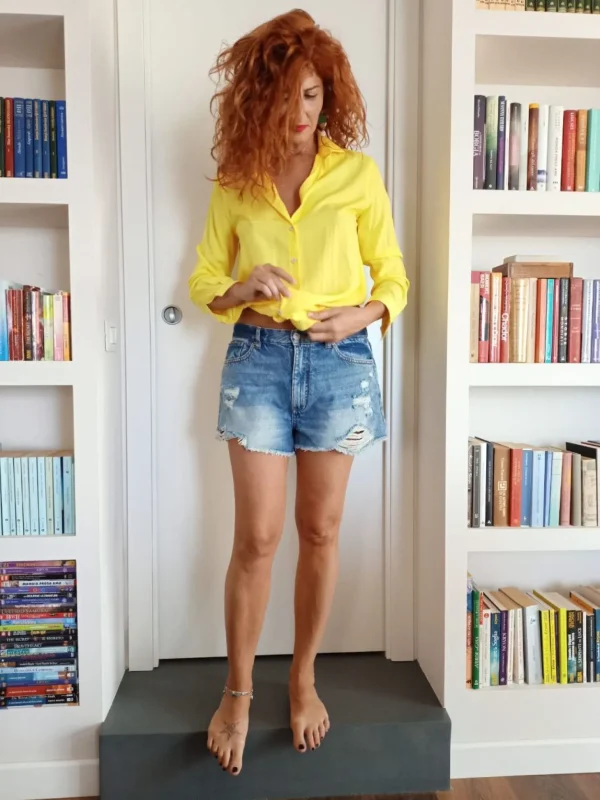 Camicione giallo camicia Donna gialla morbida viscosa  made in italy woman yellow soft shirt