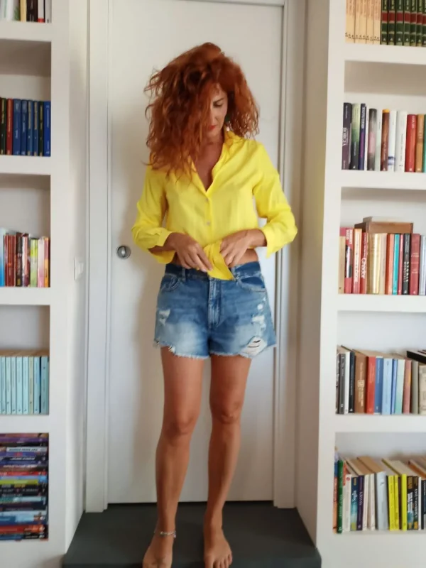 Camicione giallo camicia Donna gialla morbida viscosa  made in italy woman yellow soft shirt