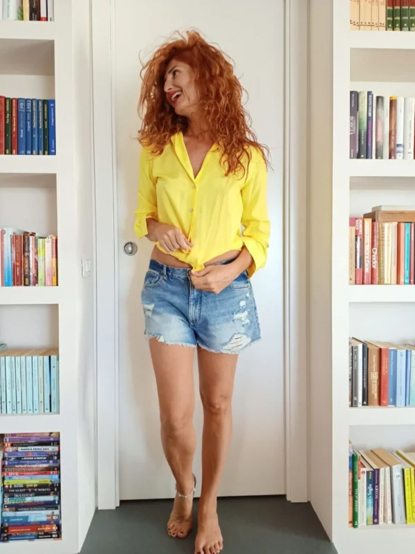 Camicione giallo camicia Donna gialla morbida viscosa  made in italy woman yellow soft shirt