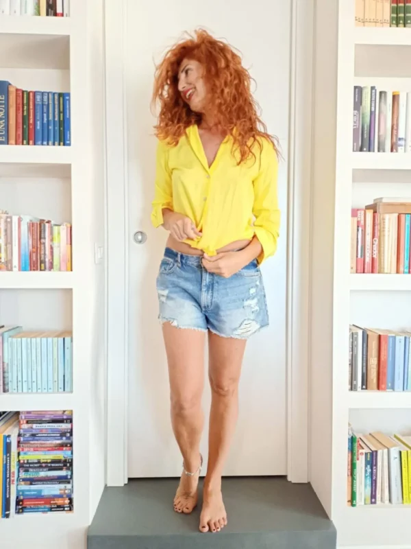 Camicione giallo camicia Donna gialla morbida viscosa  made in italy woman yellow soft shirt