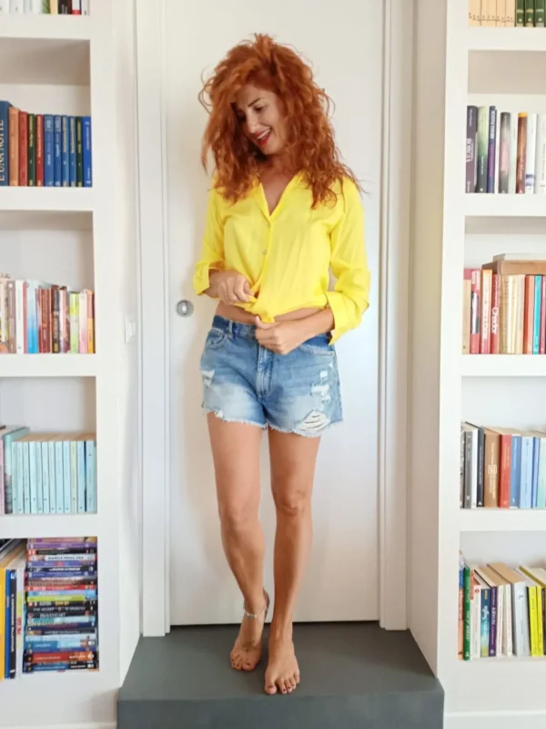 Camicione giallo camicia Donna gialla morbida viscosa  made in italy woman yellow soft shirt