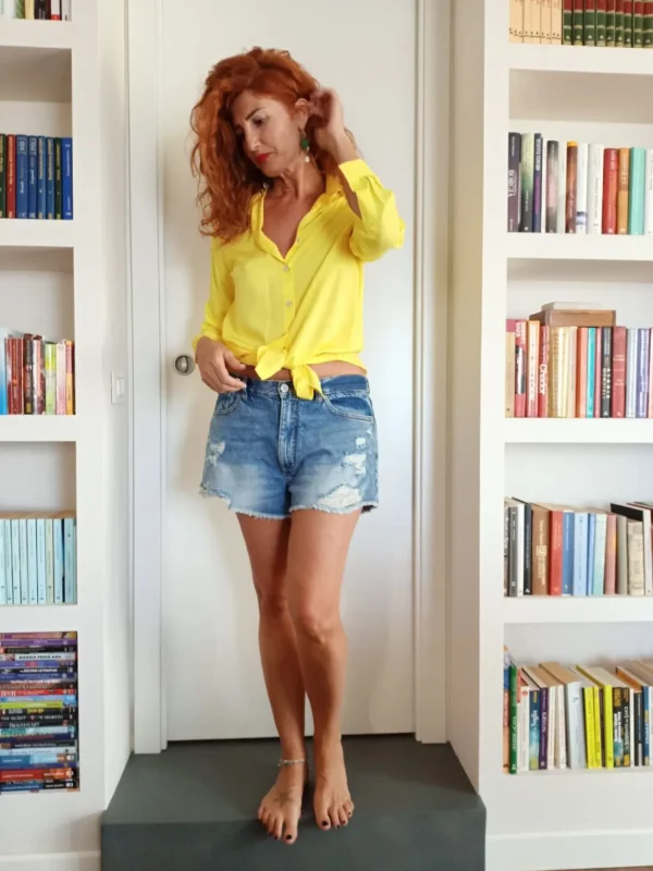 Camicione giallo camicia Donna gialla morbida viscosa  made in italy woman yellow soft shirt