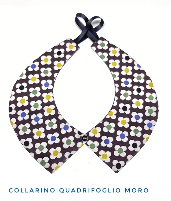 Colletto Donna fashion Design Quadrifoglio Moro collarino cotone