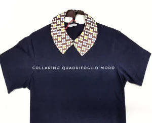 Colletto Donna fashion Design Quadrifoglio Moro collarino cotone