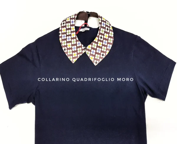 Colletto Donna fashion Design Quadrifoglio Moro collarino cotone