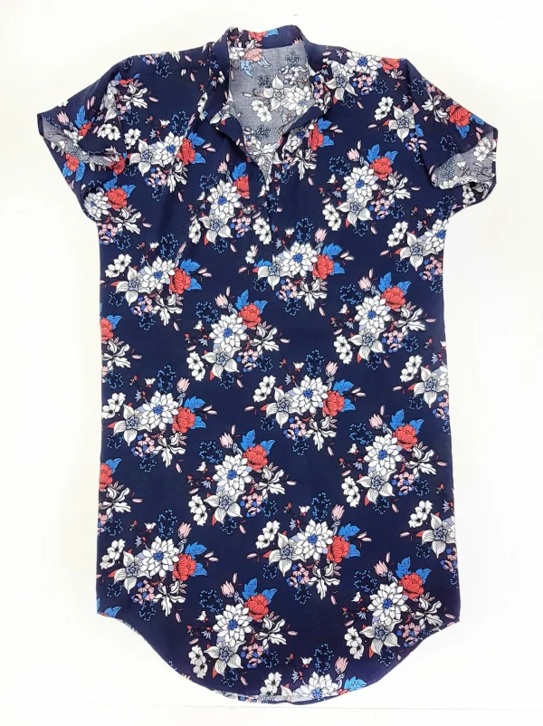 Copricostume Abito Camicia  Caftano donna fantasia viscosa navy paisley made in italy
