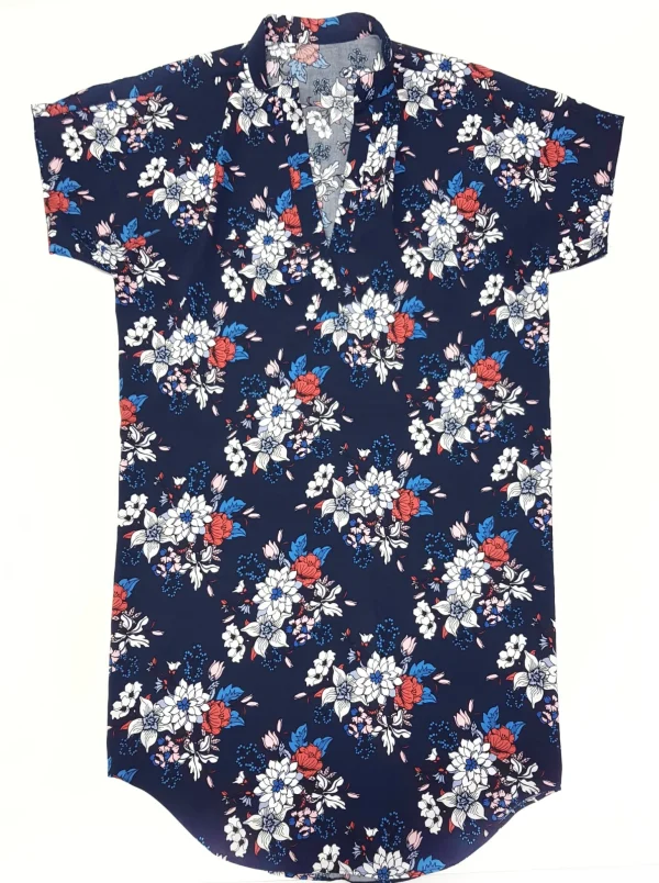 Copricostume Abito Camicia  Caftano donna fantasia viscosa navy paisley made in italy