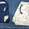 Costume da Bagno abbinato a Camicia Lino Blu con inserti BOX slip interno Made in Italy
